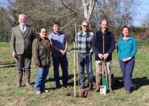 Image of Parish and Ward Cllrs at Queen's Green Canopy tree planting in March 2022